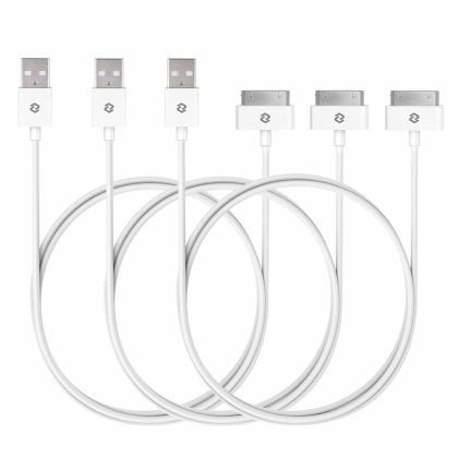 JETech USB Sync and Charging Cable for iPhone 4/4s, iPhone 3G/3GS, iPad 1/2/3, iPod, 3.3 Feet, 3-Pack, White
