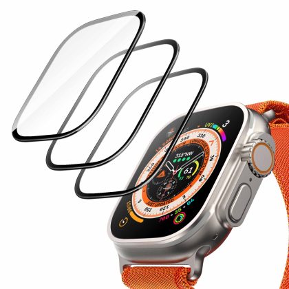 JETech Screen Protector for Apple Watch Ultra 49mm, Full Coverage Tempered Glass, HD Clear, 3 Pack