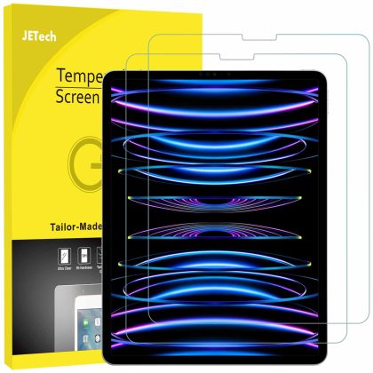 JETech Screen Protector for iPad Pro 12.9-Inch 2022/2021/2020/2018 (6th/5th/4th/3rd) Model, Edge to Edge Liquid Retina Display, Face ID Compatible, Tempered Glass Film, 2-Pack