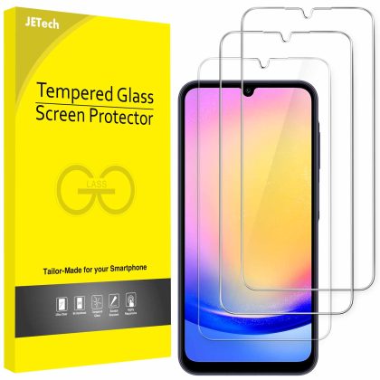 JETech Screen Protector for Samsung Galaxy A25 5G, 9H Tempered Glass Film, Anti-Scratch, HD Clear, 3-Pack