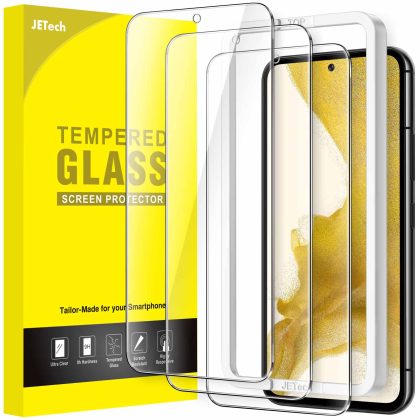 JETech Screen Protector for Samsung Galaxy S22 5G 6.1-Inch, Tempered Glass Film with Easy Installation Tool, Fingerprint ID Compatible, HD Clear, 3-Pack