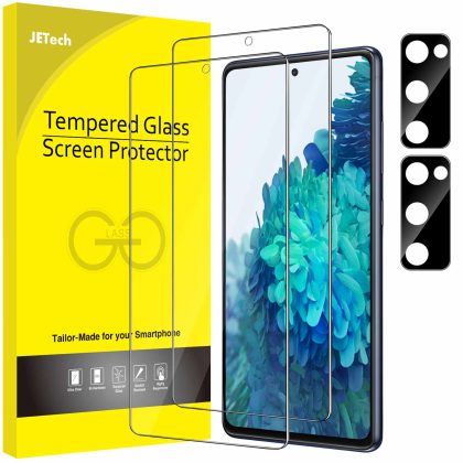 JETech Screen Protector for Samsung Galaxy S20 FE 6.5-Inch with Camera Lens Protector, Tempered Glass Film, Fingerprint ID Compatible, HD Clear, 2-Pack Each