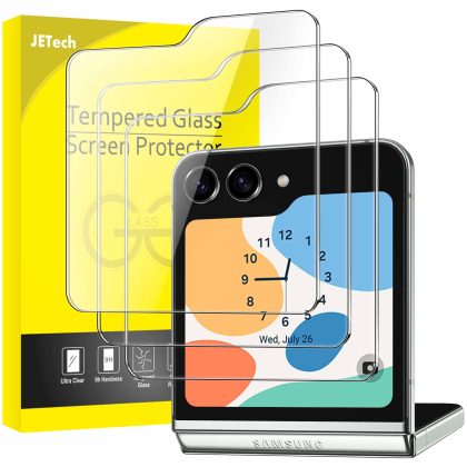 JETech Front Screen Protector for Samsung Galaxy Z Flip 5, 9H Tempered Glass Film, Anti-Scratch & Case-Friendly, HD Clear, 3-Pack