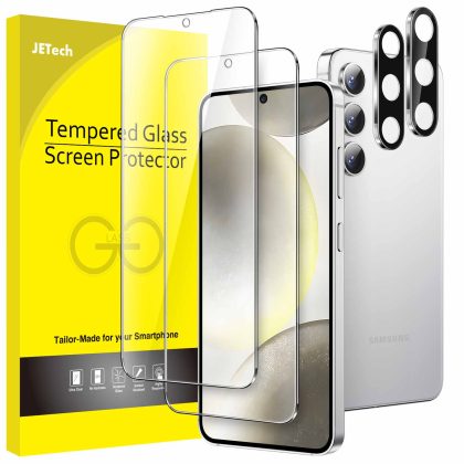 JETech Screen Protector for Samsung Galaxy S24 6.2-Inch with Camera Lens Protector, Tempered Glass Film, Fingerprint ID Compatible, HD Clear, 2-Pack Each