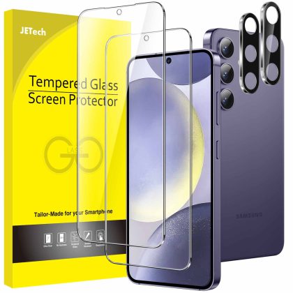 JETech Screen Protector for Samsung Galaxy S24+ / S24 Plus 6.7-Inch with Camera Lens Protector, Tempered Glass Film, Fingerprint ID Compatible, HD Clear, 2-Pack Each