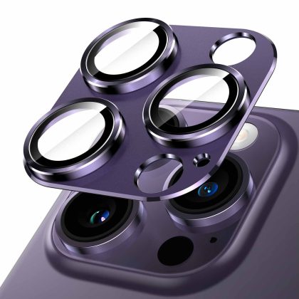 JETech Camera Lens Protector for iPhone 14 Pro 6.1-Inch and iPhone 14 Pro Max 6.7-Inch, Full Coverage 9H Tempered Glass Ring Cover, Matte Metal Plate, Case Friendly, 1-Pack