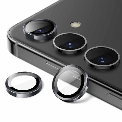 JETech Camera Lens Protector for Samsung Galaxy S24, 9H Tempered Glass Metal Individual Ring Cover, Easy Installation Tray, HD Clear, 1 Set
