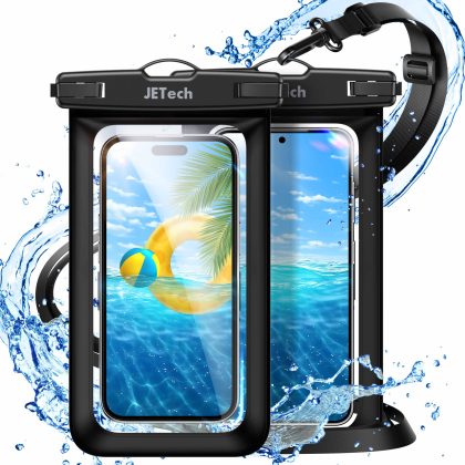 JETech Waterproof Phone Pouch, 2 Pack Water Proof Case for iPhone 17e 17 16e 16 15 14 Air Pro Max Plus, Galaxy S26 S25 Ultra, Pixel 10 Series and Others up to 7.2 Inch, IPX8 Dry Bag