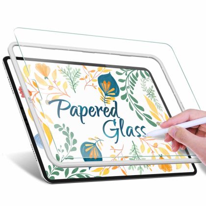 JETech Papered Glass Screen Protector for iPad Air 5/4 10.9-Inch and iPad Pro 11-Inch (2022/2021/2020/2018 Model) with Easy Installation Frame, Tempered Glass with Paper-Matte Finish, 1-Pack