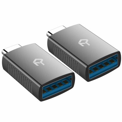 Rankie Adapter USB C Hi-speed USB Type C to USB-A 3.0, Black, 2-Pack