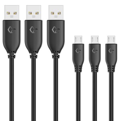 Rankie 3-Pack 3ft Micro USB Cable High Speed Data and Charging (Black)