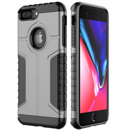 JETech Shockproof Case for iPhone 8 Plus and iPhone 7 Plus, Dual Layer Protective Phone Cover with Shock-Absorption, Grey