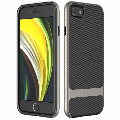 JETech Slim Fit Case for iPhone SE 2nd Generation, iPhone 8 and iPhone 7, 2-Layer Protective Cover, Thin, Carbon Fiber, Grey