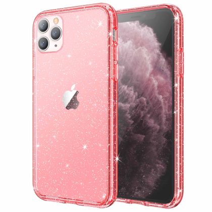 JETech Glitter Case for iPhone 11 Pro Max, 6.5-Inch, Bling Sparkle Shockproof Phone Bumper Cover, Cute Sparkly for Women and Girls (Red)