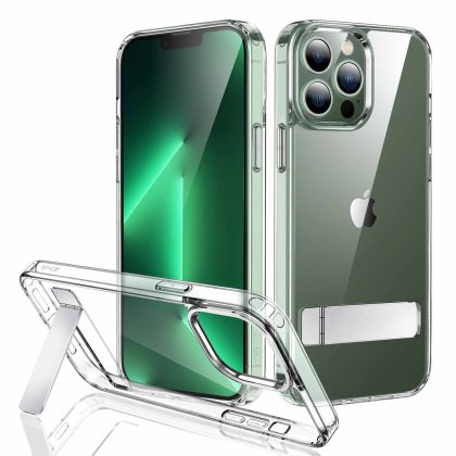 JETech Kickstand Case for iPhone 13 Pro, 6.1-Inch, Support Wireless Charging, Slim Shockproof Bumper Phone Cover, 3-Way Metal Stand