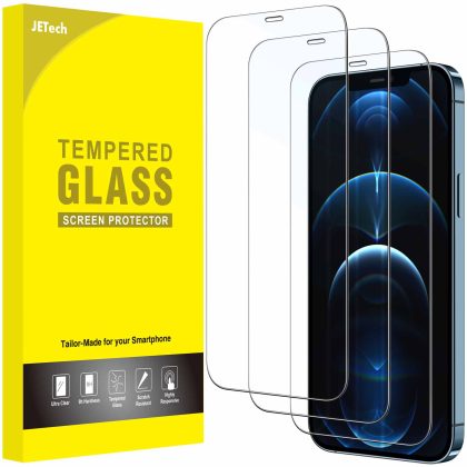 JETech Full Coverage Screen Protector for iPhone 12 Pro Max 6.7-Inch, 9H Tempered Glass Film Case-Friendly, HD Clear, 3-Pack
