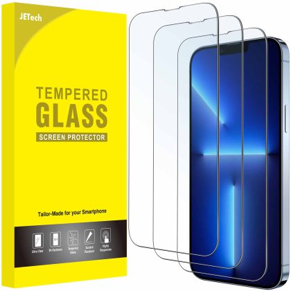 JETech Full Coverage Screen Protector for iPhone 13 Pro Max 6.7-Inch, 9H Tempered Glass Film Case-Friendly, HD Clear, 3-Pack