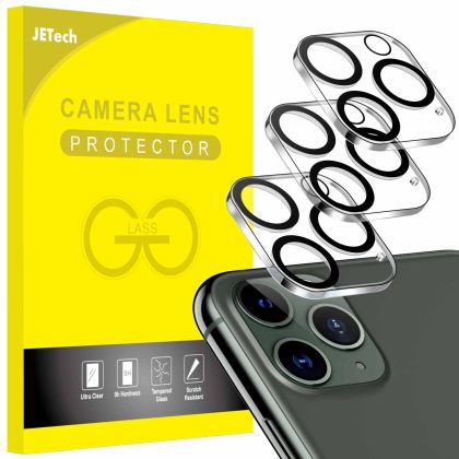 JETech Camera Lens Protector for iPhone 11 Pro Max 6.5-Inch and iPhone 11 Pro 5.8-Inch, 9H Tempered Glass, HD Clear, Anti-Scratch, Case Friendly, Does Not Affect Night Shots, 3-Pack