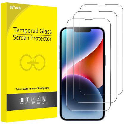 JETech Full Coverage Screen Protector for iPhone 16e 2025, iPhone 14 6.1-Inch, 9H Tempered Glass Film Case-Friendly, HD Clear, 3-Pack