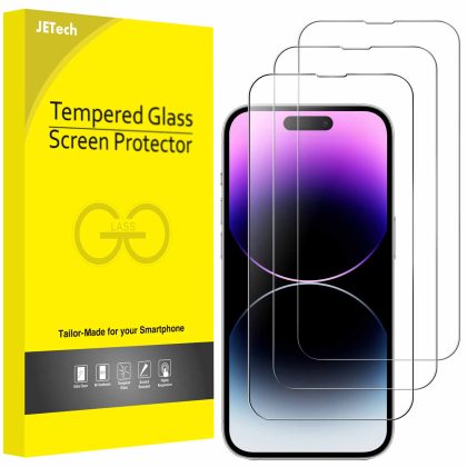 JETech Full Coverage Screen Protector for iPhone 14 Pro 6.1-Inch, 9H Tempered Glass Film Case-Friendly, HD Clear, 3-Pack