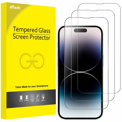 JETech Full Coverage Screen Protector for iPhone 14 Pro Max 6.7-Inch, 9H Tempered Glass Film Case-Friendly, HD Clear, 3-Pack