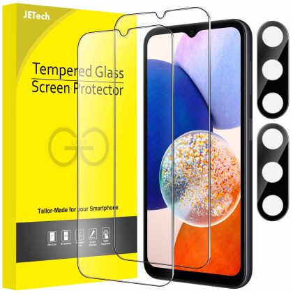 JETech Screen Protector for Samsung Galaxy A14 5G 6.6-Inch with Camera Lens Protector, Tempered Glass Film, HD Clear, 2-Pack Each