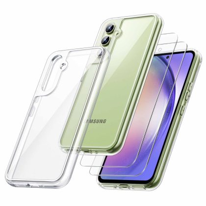 JETech [2 in 1] Case for Samsung Galaxy A54 5G 6.4-Inch with 2-Pack Screen Protector, Tempered Glass Film, Shockproof Bumper Phone Protective Cover Clear Back