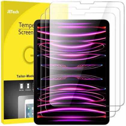 JETech Screen Protector for iPad Pro 11-Inch (2022/2021/2020/2018 Model), iPad Air 5/4 2022/2020 10.9-Inch, Face ID Compatible, Tempered Glass Film, 3-Pack