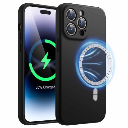 JETech Magnetic Silicone Case for iPhone 14 Pro 6.1-Inch, Compatible with MagSafe, Phone Cover with Camera Lens Full Protection
