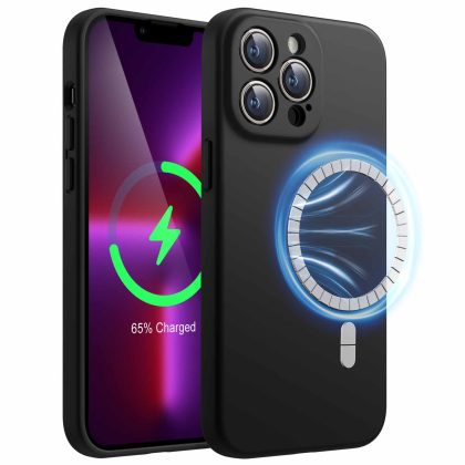 JETech Magnetic Silicone Case for iPhone 13 Pro Max 6.7-Inch, Compatible with MagSafe, Phone Cover with Camera Lens Full Protection