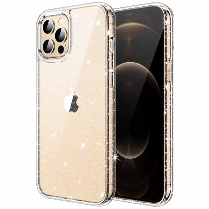 JETech Glitter Case for iPhone 12 Pro Max, 6.7-Inch, Bling Sparkle Shockproof Phone Bumper Cover, Cute Sparkly for Women and Girls