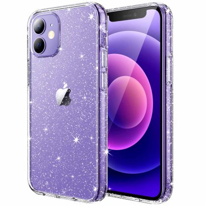 JETech Glitter Case for iPhone 12/12 Pro, 6.1-Inch, Bling Sparkle Shockproof Phone Bumper Cover, Cute Sparkly for Women and Girls