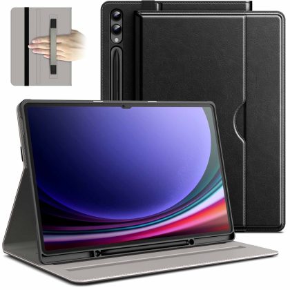 JETech Case for Samsung Galaxy Tab S10 Ultra/Tab S9 Ultra 14.6-Inch with S Pen Holder, PU Leather Business Folio Stand Protective Tablet Cover with Pocket & Straps, Multi-Angle Viewing