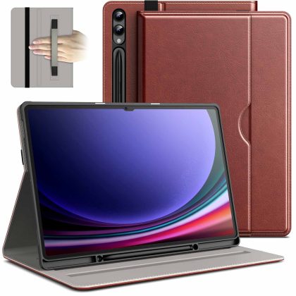 JETech Case for Samsung Galaxy Tab S10 Ultra/Tab S9 Ultra 14.6-Inch with S Pen Holder, PU Leather Business Folio Stand Protective Tablet Cover with Pocket & Straps, Multi-Angle Viewing