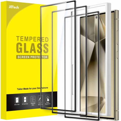 JETech Full Coverage Screen Protector for Samsung Galaxy S24 Ultra 5G 6.8-Inch, Tempered Glass Film with Easy Installation Tool, Fingerprint ID Compatible, HD Clear, 3-Pack