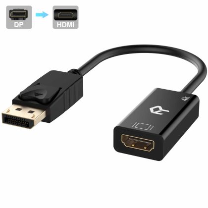 Rankie DisplayPort (DP) to HDMI Adapter, 4K Resolution Ready Converter with Audio (Black)