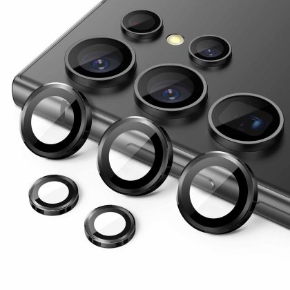 JETech Camera Lens Protector for Samsung Galaxy S24 Ultra, 9H Tempered Glass Metal Individual Ring Cover, Easy Installation Tray, HD Clear, 1 Set
