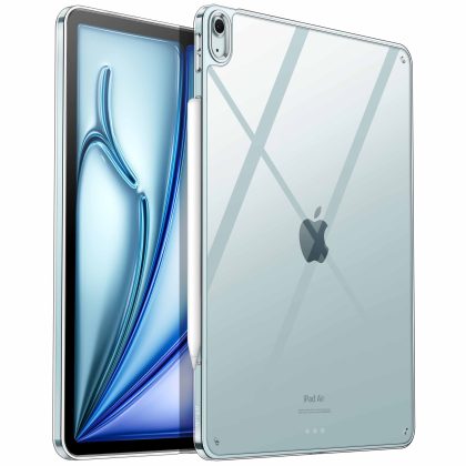 JETech Clear Case for iPad Air 13-Inch M3/M2 (2025/2024), Anti-Yellowing Transparent Shockproof Slim Tablet Back Cover with Hard PC Back and Soft TPU Bumper