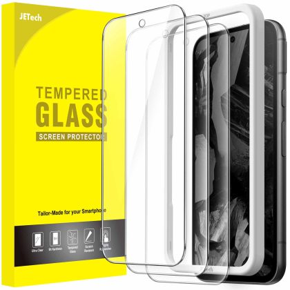 JETech Screen Protector for Google Pixel 8a 6.1-Inch, Tempered Glass Film with Easy Installation Tool, Fingerprint Compatible, HD Clear, 3-Pack