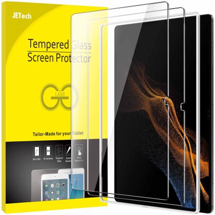 JETech Screen Protector for Samsung Galaxy Tab S8 Ultra (14.6-Inch, 2022 Model, SM-X900/SM-X906) with Easy Installation Frame, Tempered Glass Film, HD Clear, 2-Pack