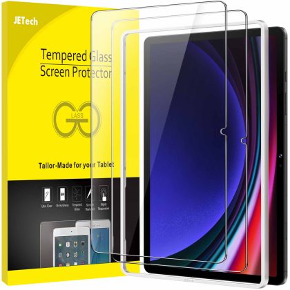 JETech Screen Protector For Samsung Galaxy Tab S9 11-Inch And Galaxy Tab S10 Lite / S10 FE / S9 FE 10.9-Inch, With Easy Installation Frame Tempered Glass Film HD Clear 2-Pack Transparent