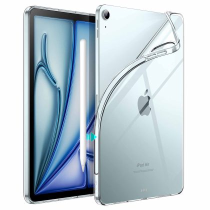 JETech Case for iPad Air 11-Inch M3/M2 (2025/2024), iPad Air 5/4 (10.9-Inch, 2022/2020 Model), Soft TPU Transparent Slim Shockproof Tablet Cover, Support Pencil Pro/2nd Charging