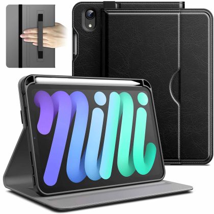 JETech Case for iPad mini (A17 Pro, 2024 Model, 7th Generation) / mini 6 (2021 Model, 6th Generation), PU Leather Business Folio Protective Tablet Cover with Pencil Holder & Pocket