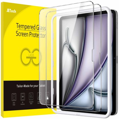 JETech Screen Protector for iPad Air 13-Inch M3/M2 (2025/2024) with Easy Installation Frame, Tempered Glass Film, HD Clear, 2-Pack