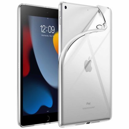 JETech Case for iPad 9/8/7 (10.2-Inch, 2021/2020/2019 Model, 9th/8th/7th Generation), Soft TPU Transparent Slim Shockproof Tablet Cover