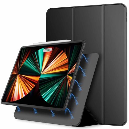 JETech Magnetic Case for iPad Pro 12.9 Inch 2022/2021/2020/2018 (6th/5th/4th/3rd Generation), Pencil 2nd Charging, Magnetic Attachment, Cover Auto Wake/Sleep (Black)