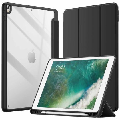 JETech Case for iPad Air 3 (10.5-Inch 2019, 3rd Generation) and iPad Pro 10.5-Inch with Pencil Holder, Clear Transparent Back Shell Slim Stand Shockproof Tablet Cover