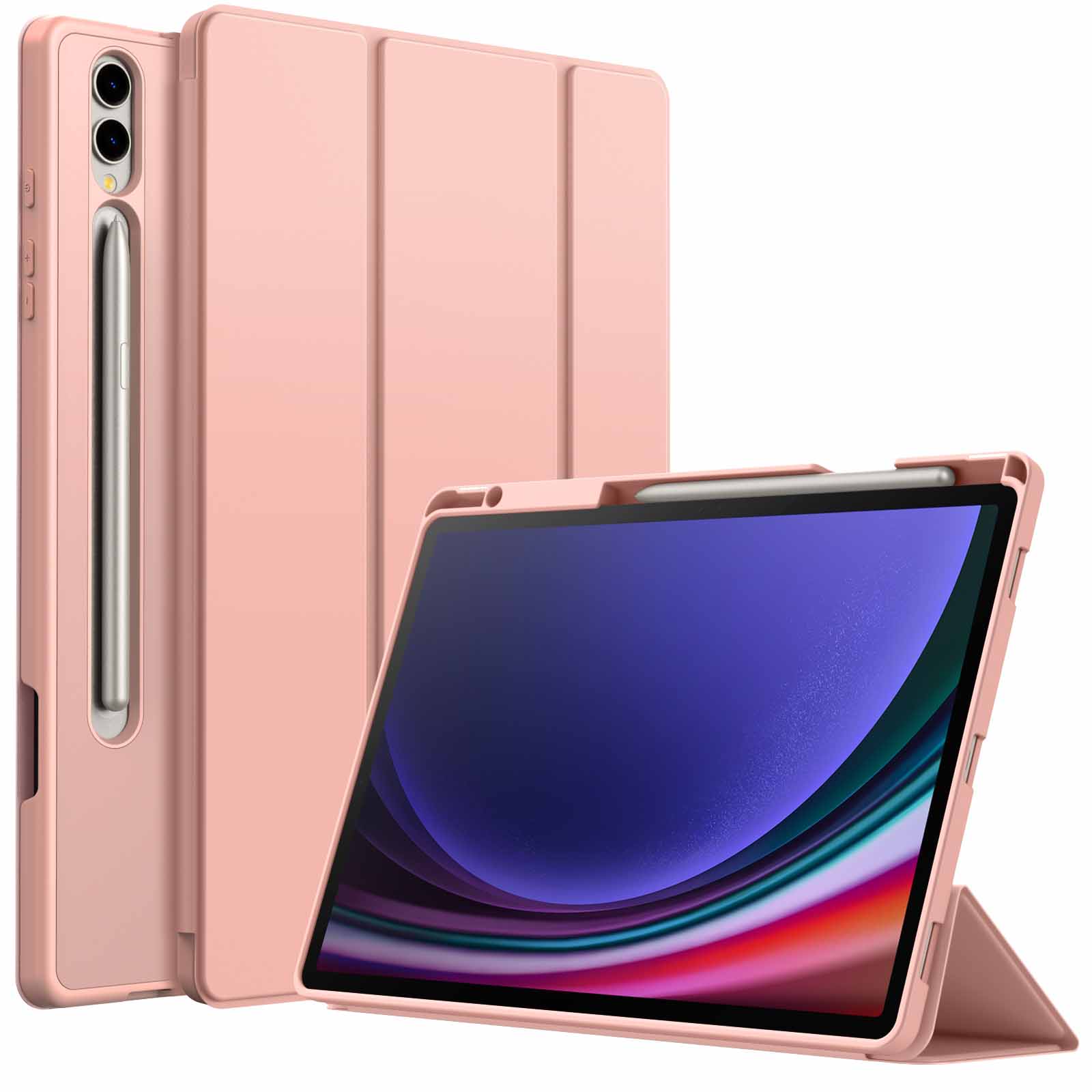 JETech Case for Samsung Galaxy Tab S10 Plus/Tab S9 Plus 12.4 Inch with S Pen Holder, Soft TPU Tri-Fold Stand Protective Tablet Cover, Support S Pen Charging, Auto Wake/Sleep