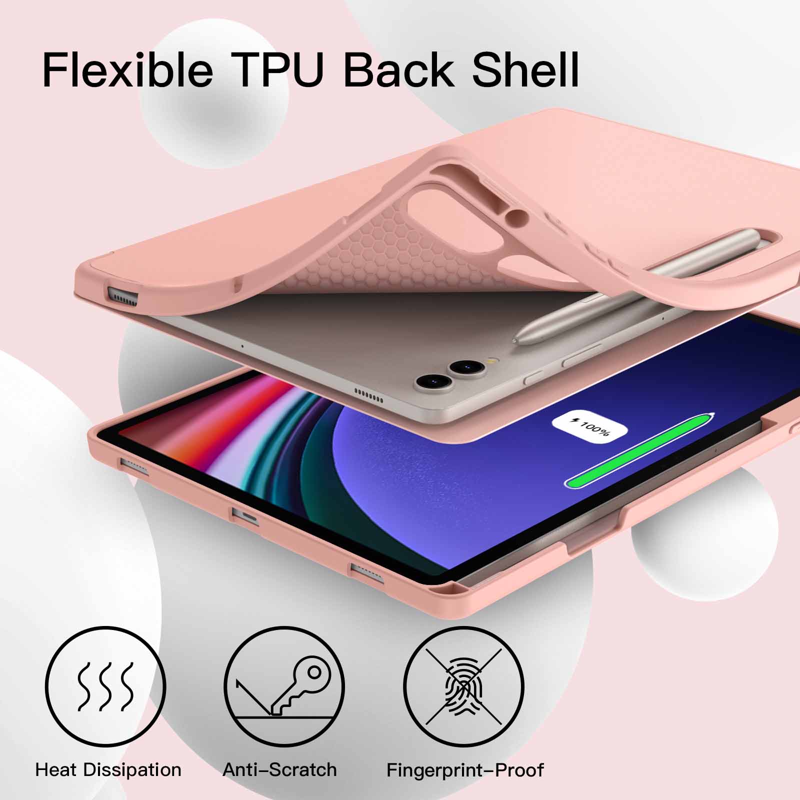 JETech Case for Samsung Galaxy Tab S10 Plus/Tab S9 Plus 12.4 Inch with S Pen Holder, Soft TPU Tri-Fold Stand Protective Tablet Cover, Support S Pen Charging, Auto Wake/Sleep - Image 4
