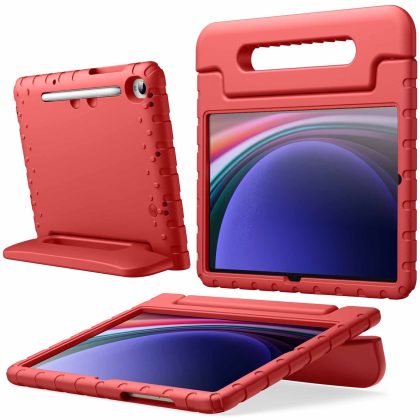 JETech Kids Case for Samsung Galaxy Tab S9 11-Inch, Shockproof Lightweight Tablet Cover with Handle Stand, Support S Pen Charging (Red)